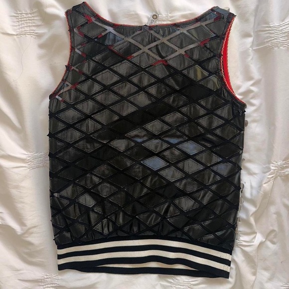 Pianura Studio floral black and white top with black leather pattern on the back - Picture 3 of 6